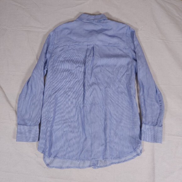 Banana Republic Parker Tunic Fit Hidden Button Shirt Womens Medium Striped - Picture 2 of 16